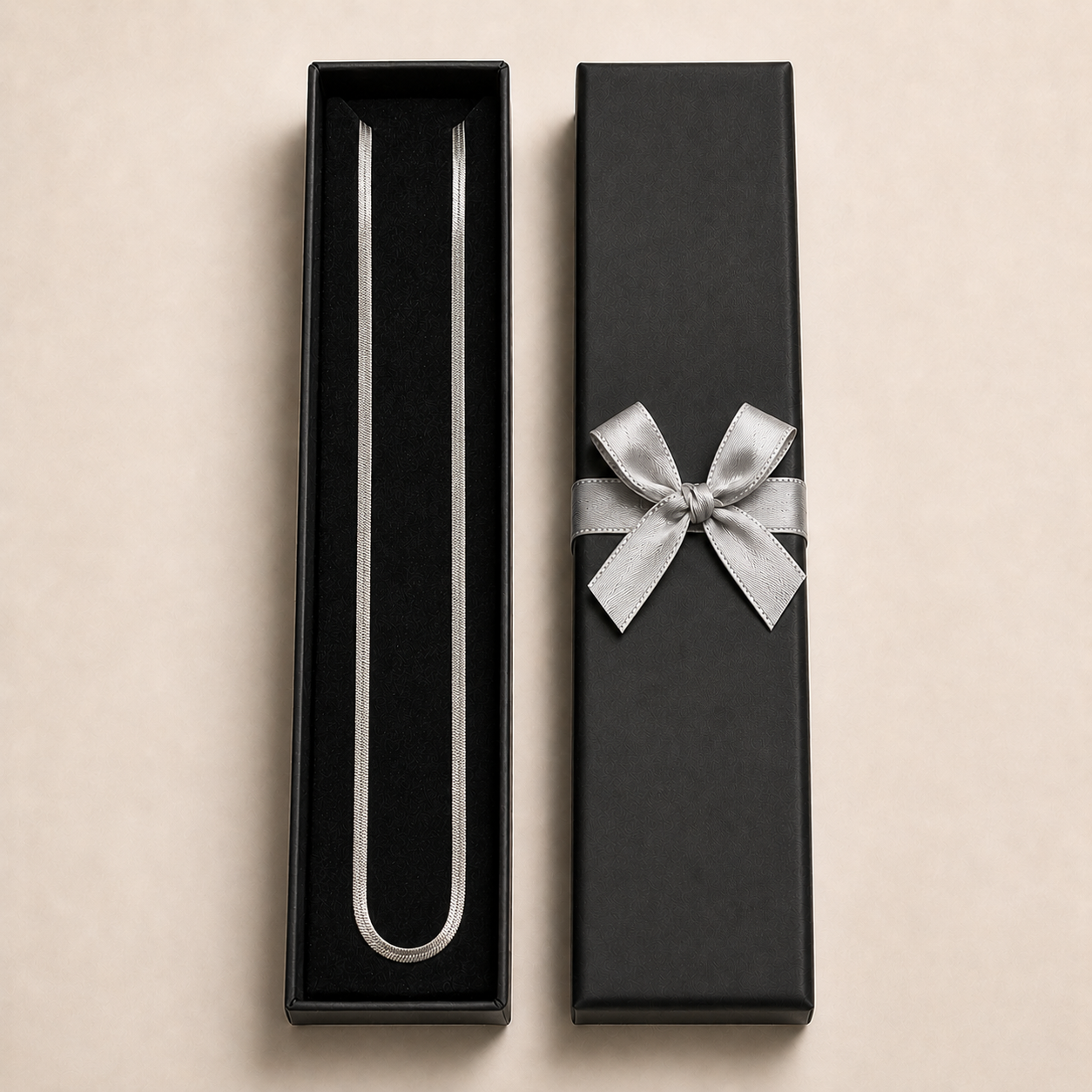 PO029 – Silver Flat Herringbone 400 mm Chain Ogrlica
