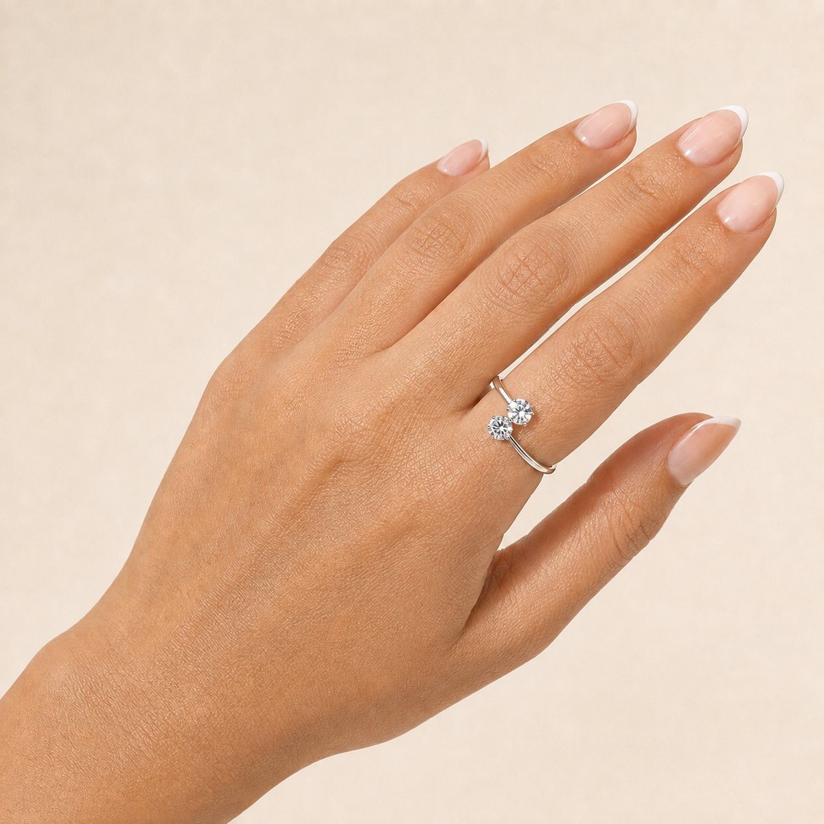 PP012 – Silver Twin Crystal Prong Prsten