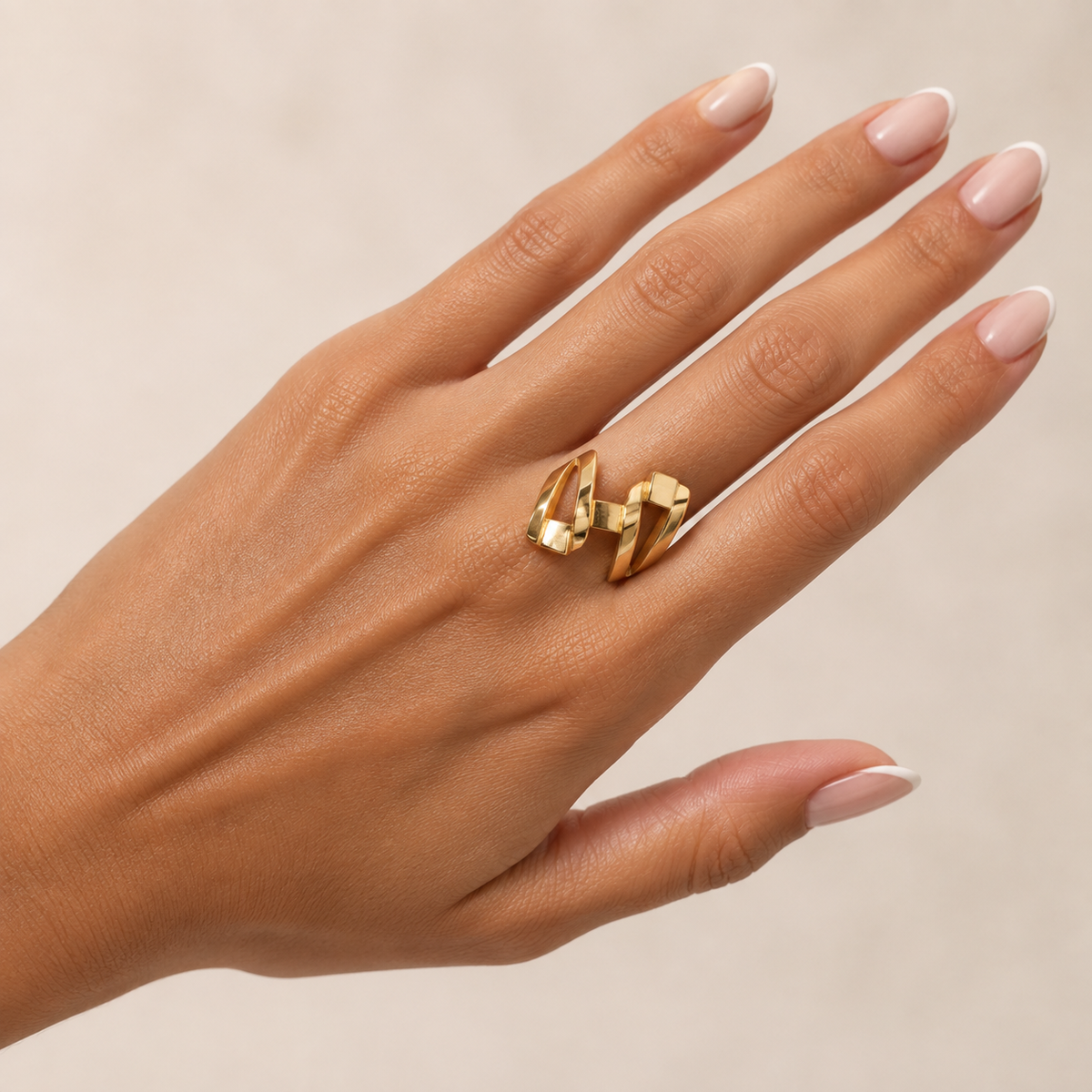 PP007G – Gold Triple Cube Open Prsten