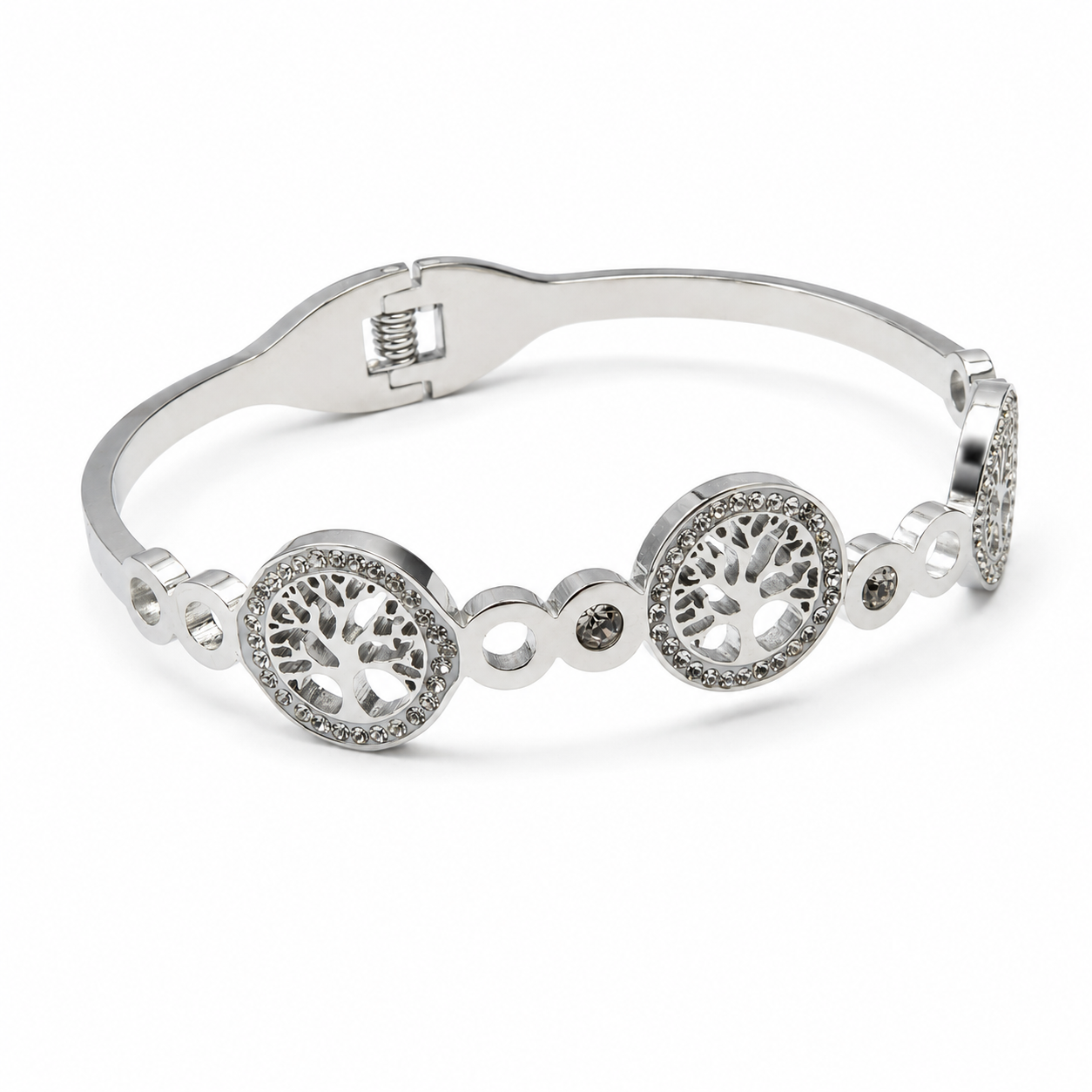 PNC005 – Silver Tree of Life Pavé CZ Bangle Narukvica