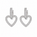 PM087 – Silver CZ Heart Frame Huggie Drop Minđuše