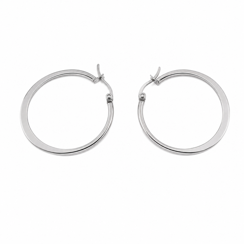 PM012 – Silver Flat Edge Thin Hoop 40 mm Minđuše