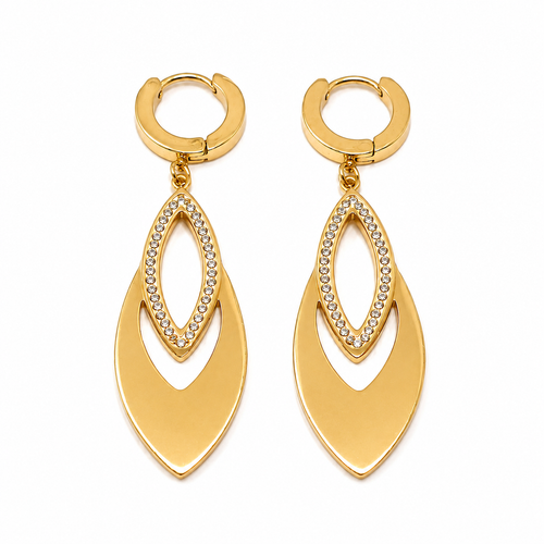 PM040G – Gold Double Marquise Pavé Drop Minđuše
