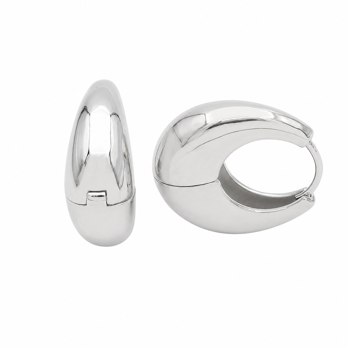 PM056 – Silver Chunky Oval Huggie Minđuše
