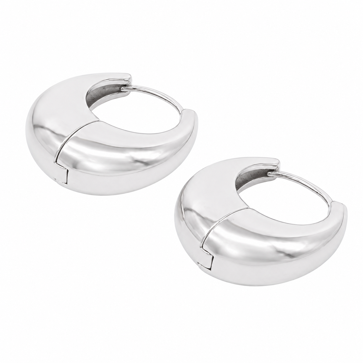 PM056 – Silver Chunky Oval Huggie Minđuše