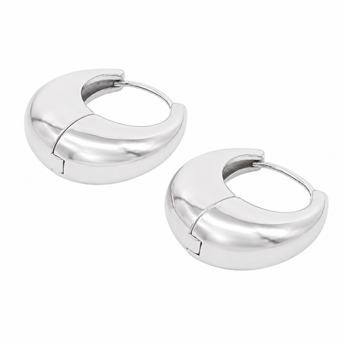 PM056 – Silver Chunky Oval Huggie Minđuše