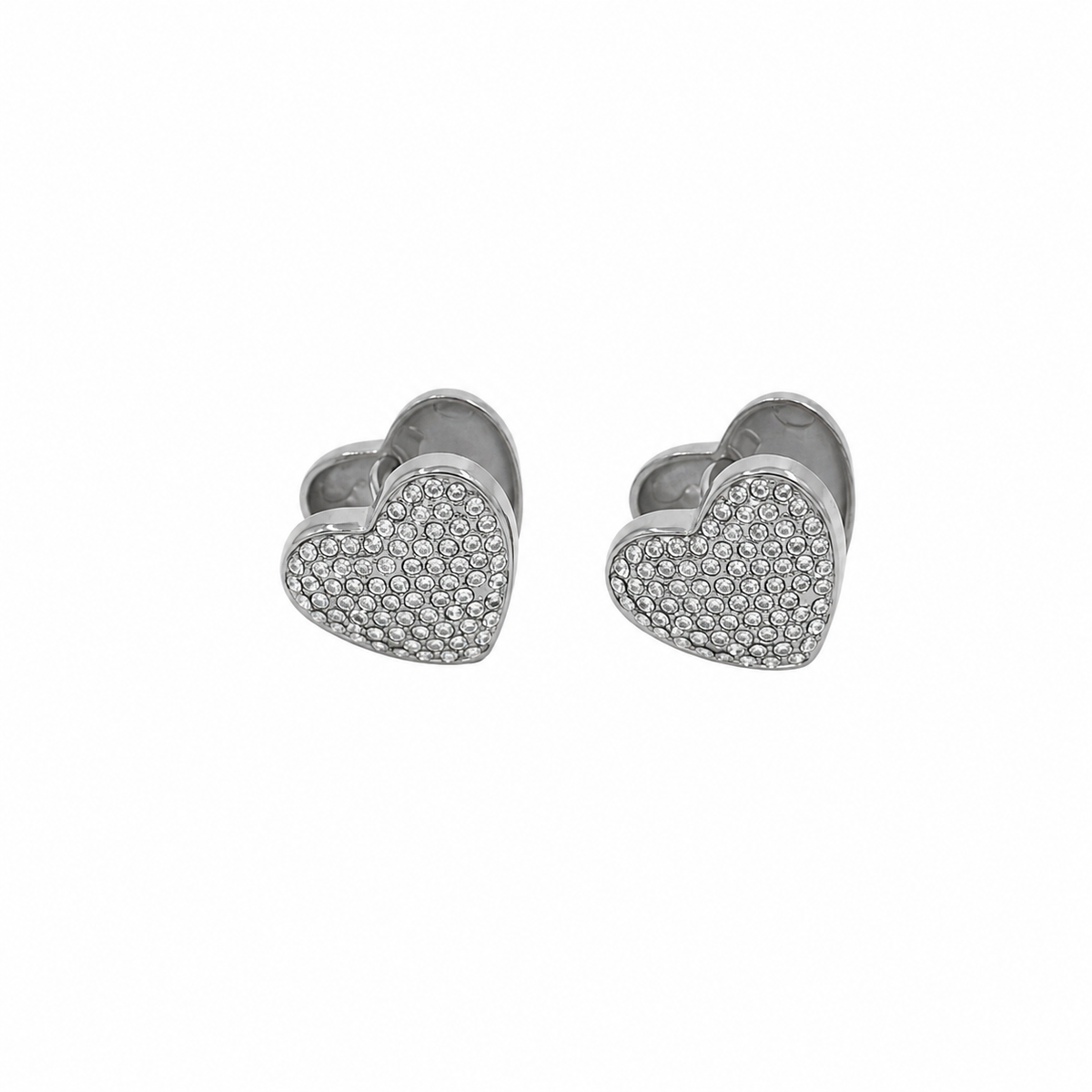 PM078 – Silver Chunky Pavé Heart Minđuše