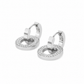PM040 Silver Interlocking Pavé Circle Huggie Dangle Minđuše od hirurškog čelika