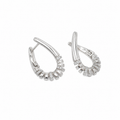 PM073 – Silver Ribbed Teardrop Minđuše