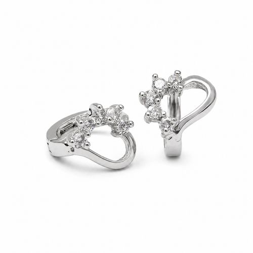 PM035 Silver Organic CZ Bloom Huggie Minđuše od hirurškog čelika