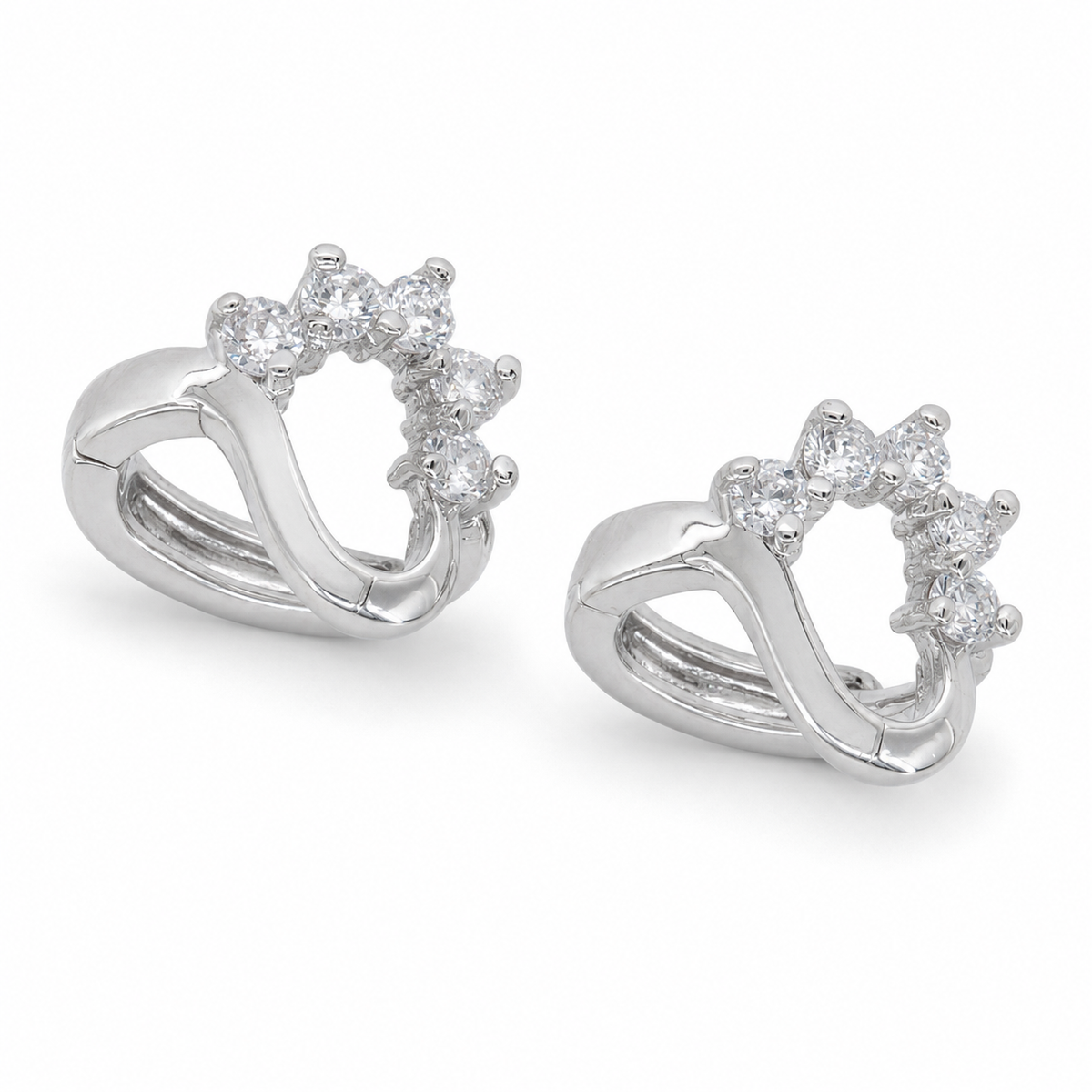 PM035 – Silver Organic CZ Bloom Huggie Minđuše