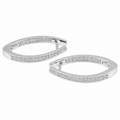 PM037 Silver Large Oval Full Pavé Hoop Minđuše od hirurškog čelika