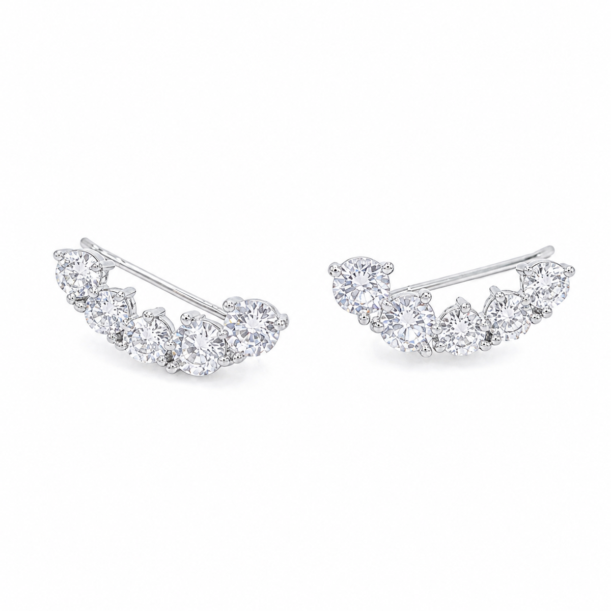 PM055 Silver Graduated CZ Ear Crawler Minđuše od hirurškog čelika