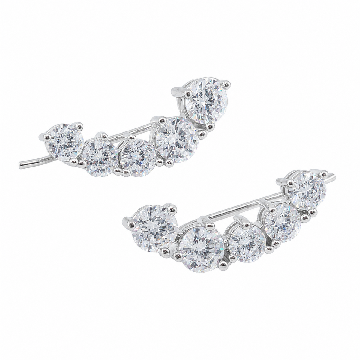 PM055 – Silver Graduated CZ Ear Crawler Minđuše