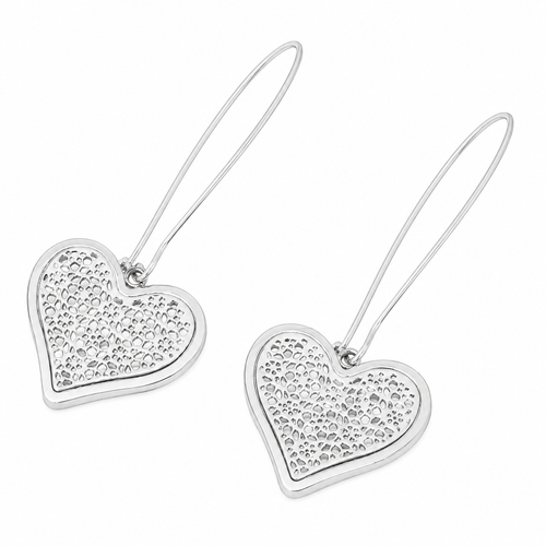 PM057 – Silver Filigree Heart Drop Minđuše