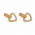 PM052G – Gold CZ Heart Frame Huggie Drop Minđuše