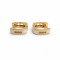 PM063G – Gold Square White Enamel CZ Huggie Minđuše