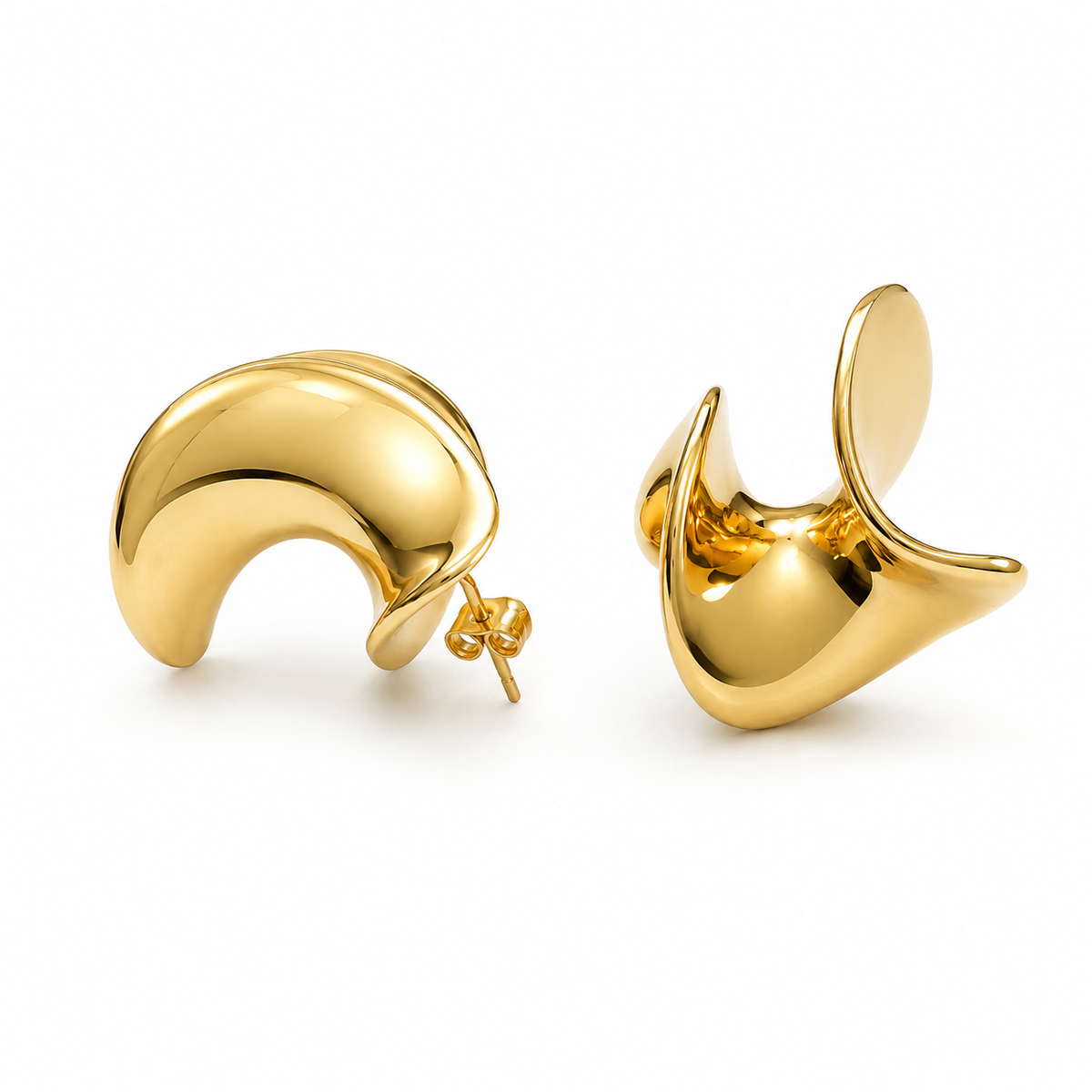 PM077G – Gold Organic Star Sculptural Stud Minđuše