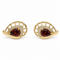 PM048G – Gold Art Deco Nautilus Garnet Huggie Minđuše
