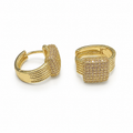 PM080G – Gold Wide Square Champagne CZ Pavé Huggie Minđuše