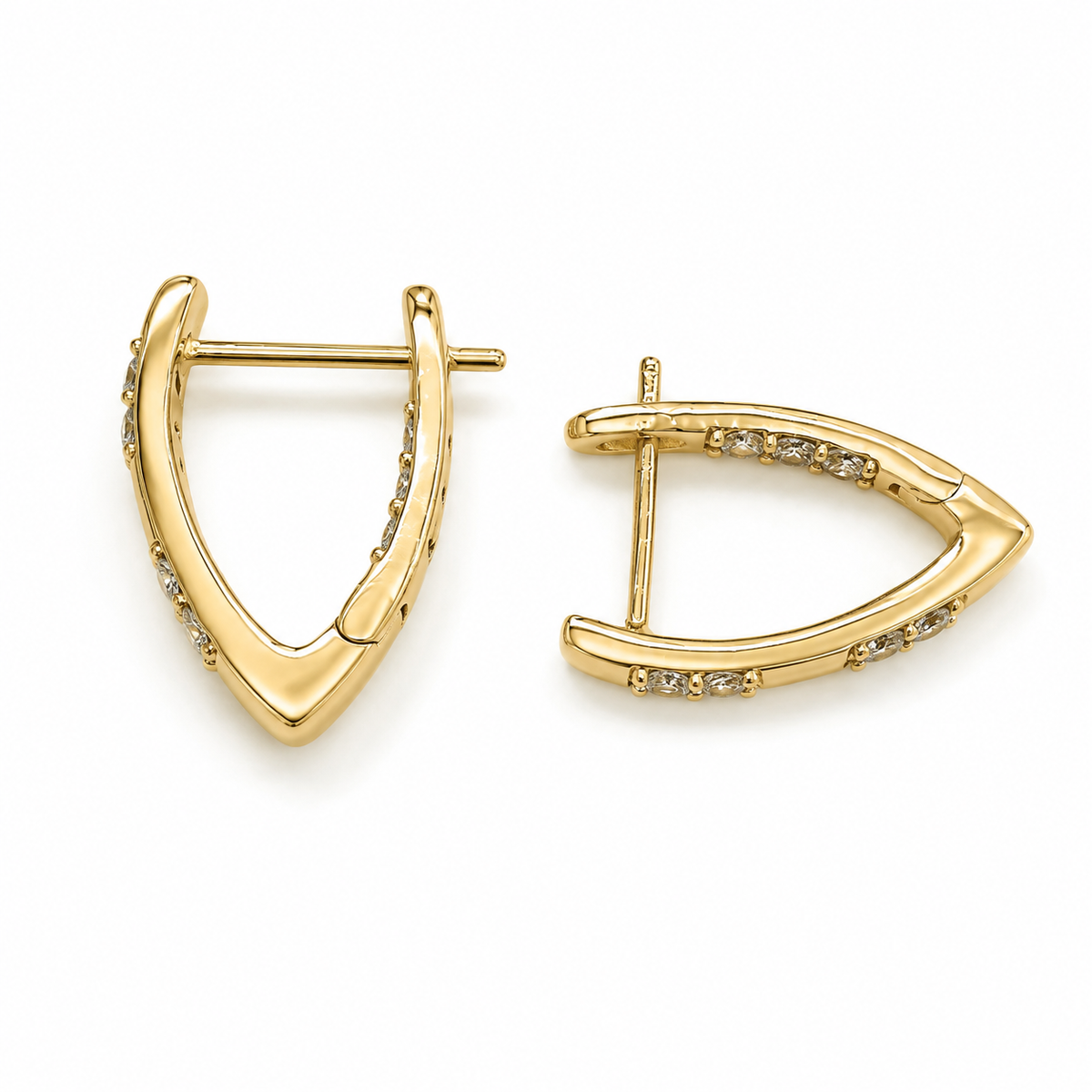 PM083G – Gold Pointed CZ Huggie Minđuše