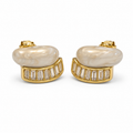 PM087G – Gold Crescent MOP Baguette Channel Stud Minđuše