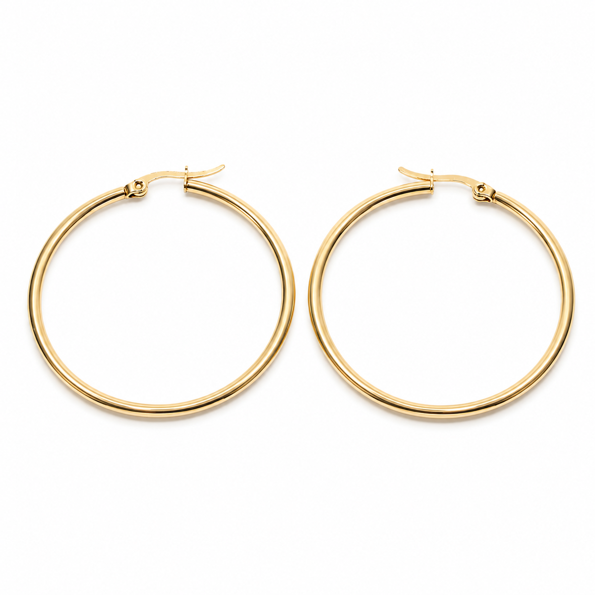 PM008G – Gold Thin Plain 42 mm Hoop Minđuše