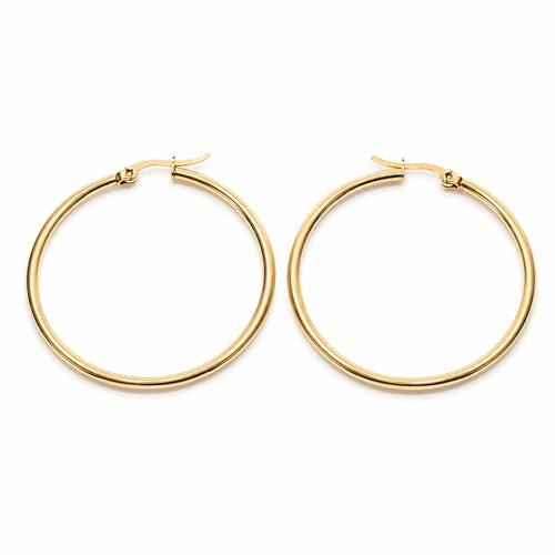 PM008G – Gold Thin Plain 42 mm Hoop Minđuše