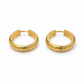 PM079G – Gold Wide Grooved Hoop Huggie Minđuše