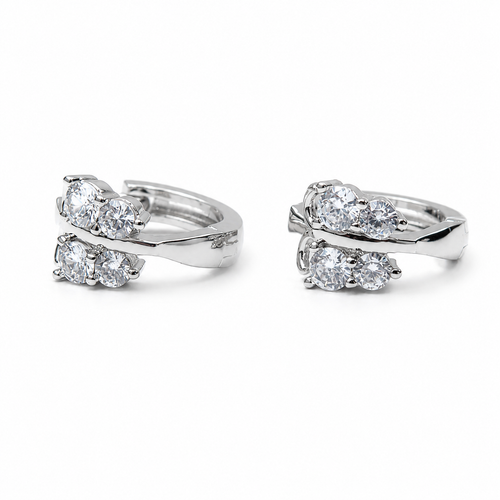 PM001 – Silver Butterfly CZ Huggie Minđuše