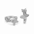 PM008 Silver Butterfly Duo CZ Huggie Minđuše od hirurškog čelika