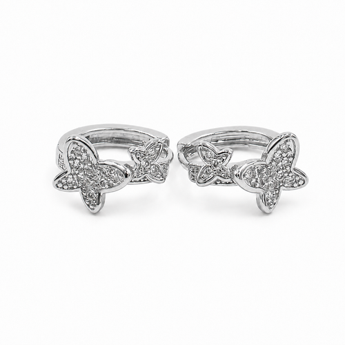 PM008 – Silver Butterfly Duo CZ Huggie Minđuše