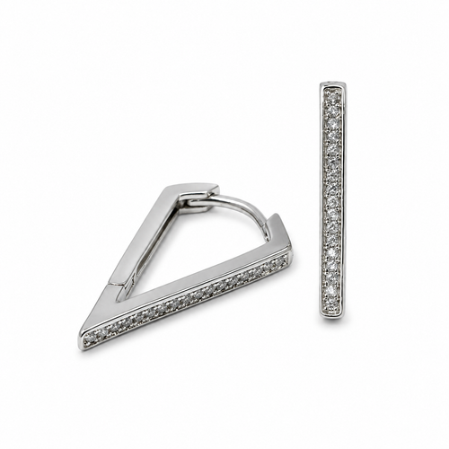 PM010 Silver Triangle Pavé CZ Huggie Minđuše od hirurškog čelika