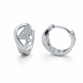 PM011 Silver Lattice CZ Huggie Minđuše od hirurškog čelika sa rešetkastim uzorkom