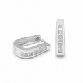 PM020 Silver Princess Cut Channel Huggie Minđuše od hirurškog čelika