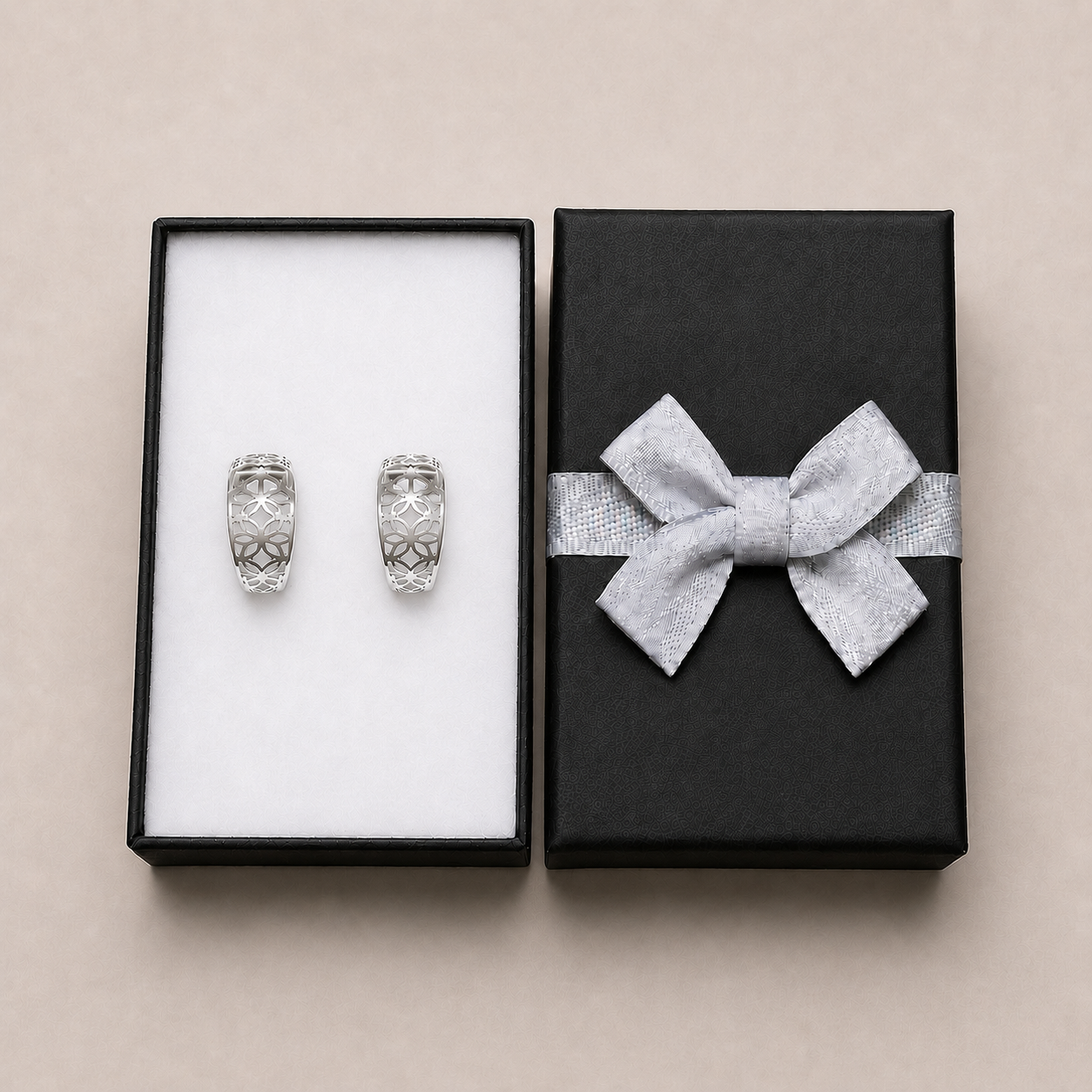 PM021 – Silver Botanical Filigree Huggie Minđuše
