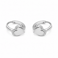 PM023 – Silver Half Pavé Heart Huggie Minđuše