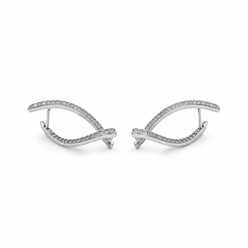 PM014 – Silver Twisted Wave CZ Ear Crawler Minđuše