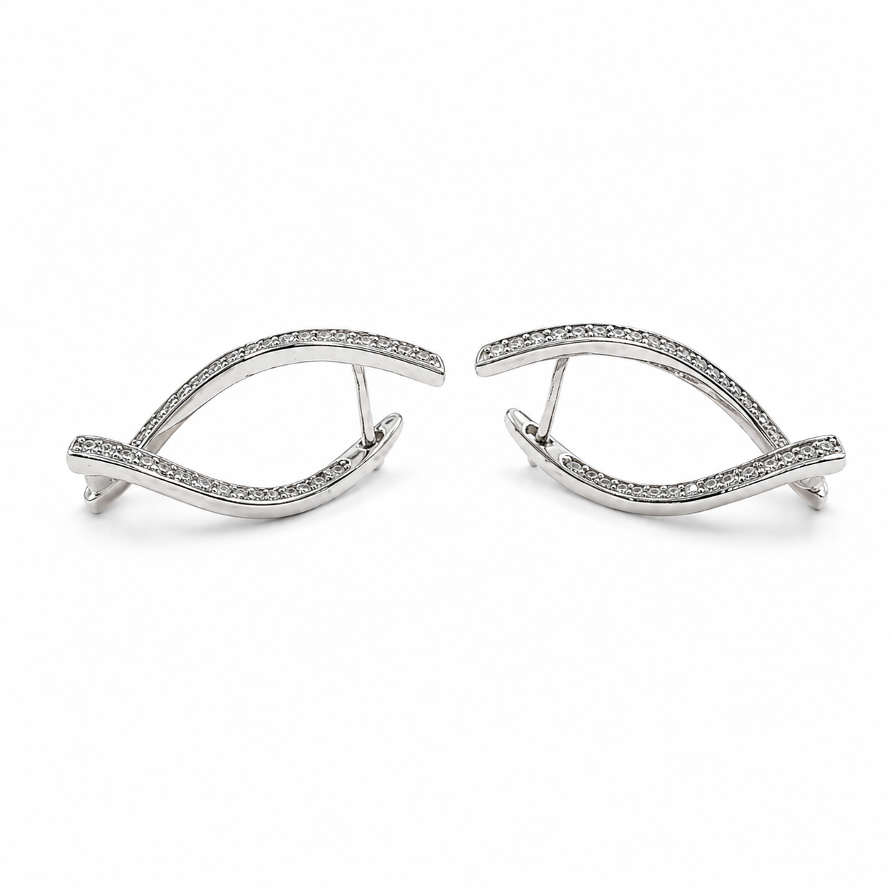 PM014 – Silver Twisted Wave CZ Ear Crawler Minđuše
