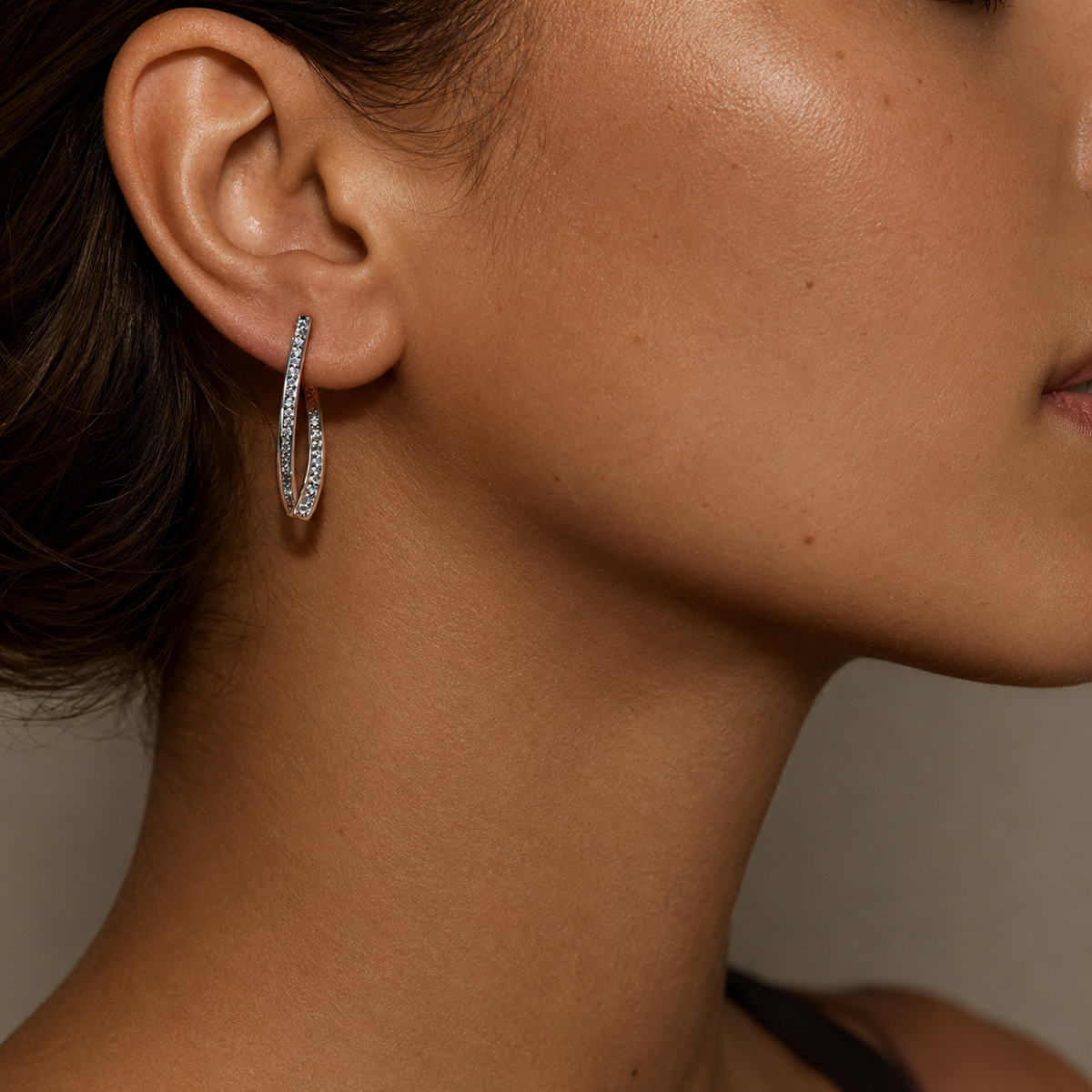 PM014 – Silver Twisted Wave CZ Ear Crawler Minđuše