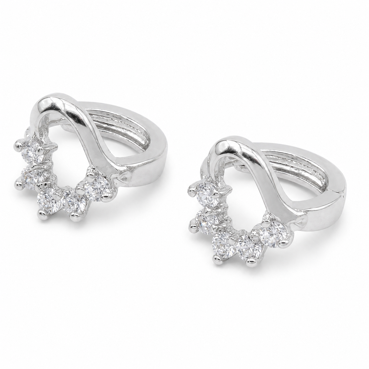PM035 – Silver Organic CZ Bloom Huggie Minđuše