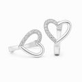 PM036 – Silver Half CZ Open Heart Huggie Minđuše