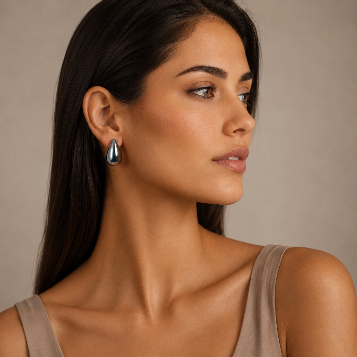 PM063 – Silver Chunky Teardrop Minđuše