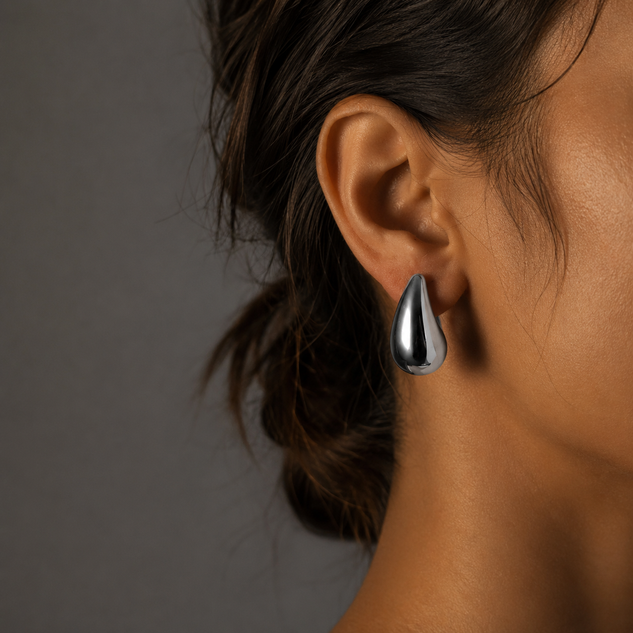 PM063 – Silver Chunky Teardrop Minđuše