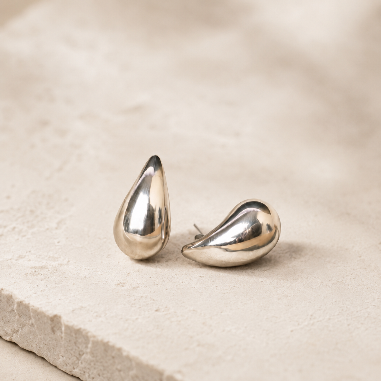PM063 – Silver Chunky Teardrop Minđuše