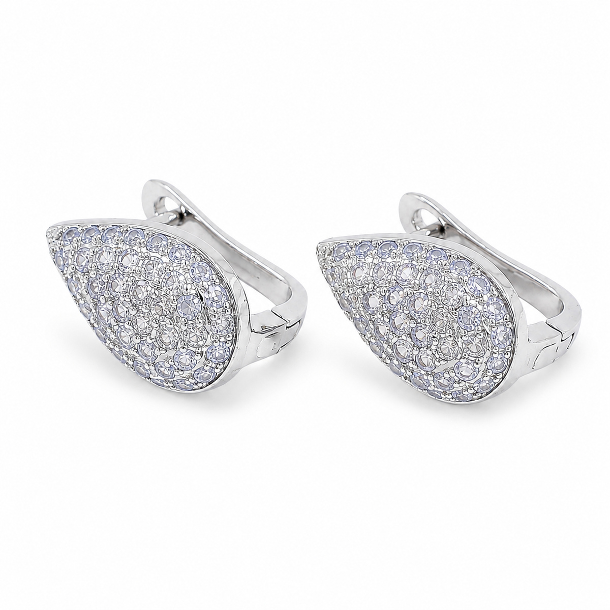 PM065 – Silver Pavé Teardrop Huggie Minđuše