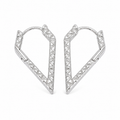 PM067 – Silver Faceted Heart Open Hoop Minđuše