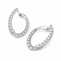 PM050 Silver Oval Inside-Out Full Pavé Hoop Minđuše od hirurškog čelika