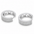 PM054 – Silver Wide Chunky Multi-Row Pavé Huggie Minđuše