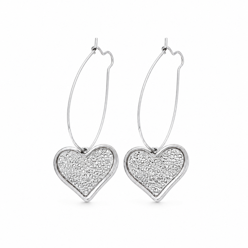 PM057 – Silver Filigree Heart Drop Minđuše